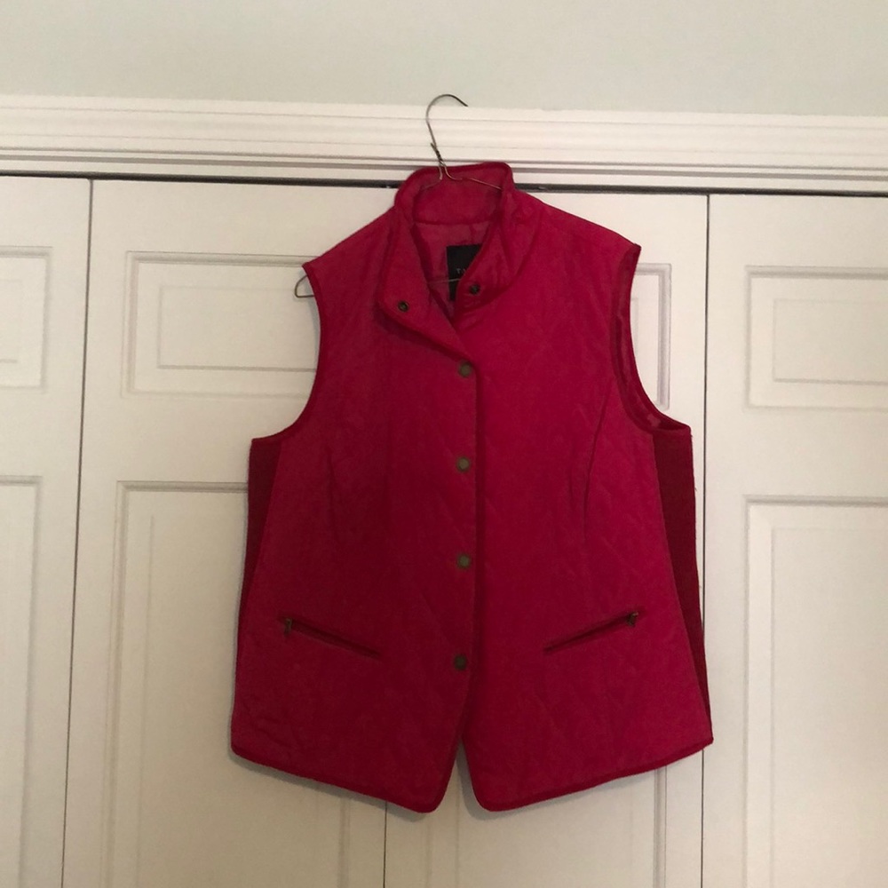 Talbots raspberry quilted vest